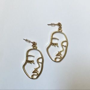 Gold Face Dangle Earrings